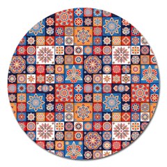 Mandala Pattern Blue Color Magnet 5  (round) by designsbymallika