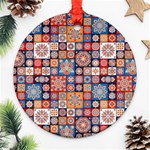 Mandala Pattern Blue Color Round Ornament (Two Sides) Front