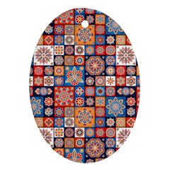 Mandala Pattern Blue Color Oval Ornament (two Sides) by designsbymallika