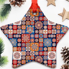 Mandala Pattern Blue Color Star Ornament (two Sides) by designsbymallika