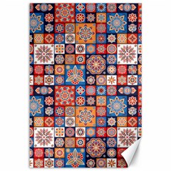 Mandala Pattern Blue Color Canvas 12  X 18  by designsbymallika