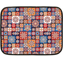 Mandala Pattern Blue Color Double Sided Fleece Blanket (mini)  by designsbymallika