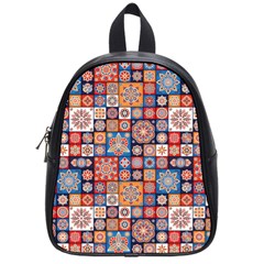 Mandala Pattern Blue Color School Bag (small) by designsbymallika