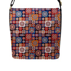 Mandala Pattern Blue Color Flap Closure Messenger Bag (l) by designsbymallika