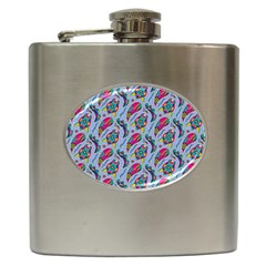 Blue Paisley Print Hip Flask (6 Oz) by designsbymallika