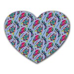 Blue Paisley Print Heart Mousepads Front