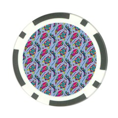 Blue Paisley Print Poker Chip Card Guard by designsbymallika