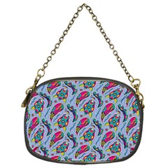 Blue Paisley Print Chain Purse (one Side) by designsbymallika