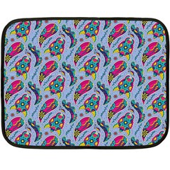 Blue Paisley Print Double Sided Fleece Blanket (mini)  by designsbymallika