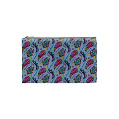 Blue Paisley Print Cosmetic Bag (small) by designsbymallika