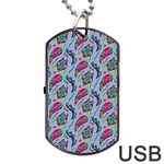 Blue Paisley Print Dog Tag USB Flash (One Side) Front