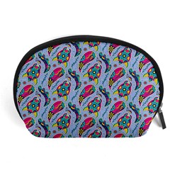 Blue Paisley Print Accessory Pouch (large) by designsbymallika