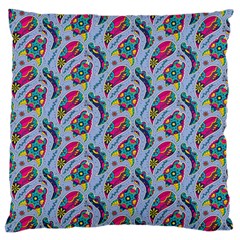 Blue Paisley Print Standard Flano Cushion Case (two Sides) by designsbymallika