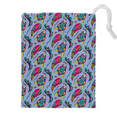 Blue Paisley Print Drawstring Pouch (4xl) by designsbymallika