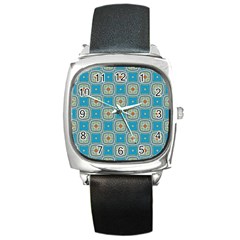 Traditional Indian Pattern Square Metal Watch by designsbymallika