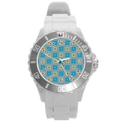 Traditional Indian Pattern Round Plastic Sport Watch (l) by designsbymallika