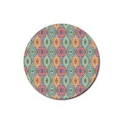 Mandala Baatik Print Rubber Coaster (round)  by designsbymallika