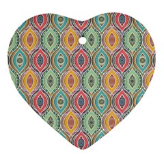 Mandala Baatik Print Heart Ornament (two Sides) by designsbymallika