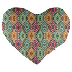 Mandala Baatik Print Large 19  Premium Flano Heart Shape Cushions by designsbymallika