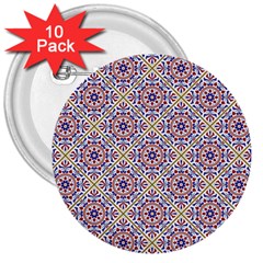 Antique Tile Pattern 3  Buttons (10 Pack)  by designsbymallika