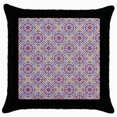 Antique Tile Pattern Throw Pillow Case (black) by designsbymallika