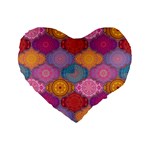 Vintage Love Mandala Standard 16  Premium Flano Heart Shape Cushions Front