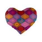 Vintage Love Mandala Standard 16  Premium Flano Heart Shape Cushions Back