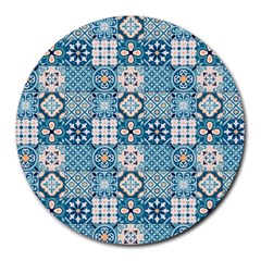 Ceramic Tile Pattern Round Mousepads by designsbymallika