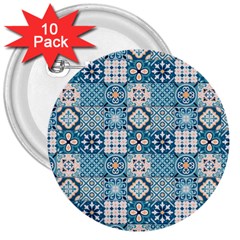 Ceramic Tile Pattern 3  Buttons (10 Pack)  by designsbymallika