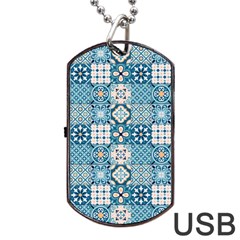 Ceramic Tile Pattern Dog Tag Usb Flash (one Side) by designsbymallika