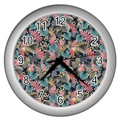 Pink Blue Metallic Pattern Wall Clock (silver) by designsbymallika