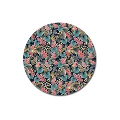 Pink Blue Metallic Pattern Magnet 3  (round) by designsbymallika