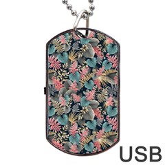 Pink Blue Metallic Pattern Dog Tag Usb Flash (two Sides) by designsbymallika