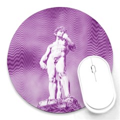 Modul Statue Greek Athlete Vaporwave Round Mousepads by GrenarLab