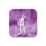 Modul Statue Greek Athlete Vaporwave Rubber Square Coaster (4 pack)  Front