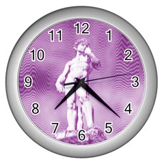 Modul Statue Greek Athlete Vaporwave Wall Clock (silver) by GrenarLab