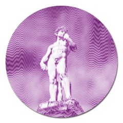 Modul Statue Greek Athlete Vaporwave Magnet 5  (round) by GrenarLab