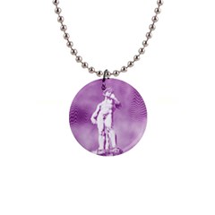 Modul Statue Greek Athlete Vaporwave 1  Button Necklace by GrenarLab