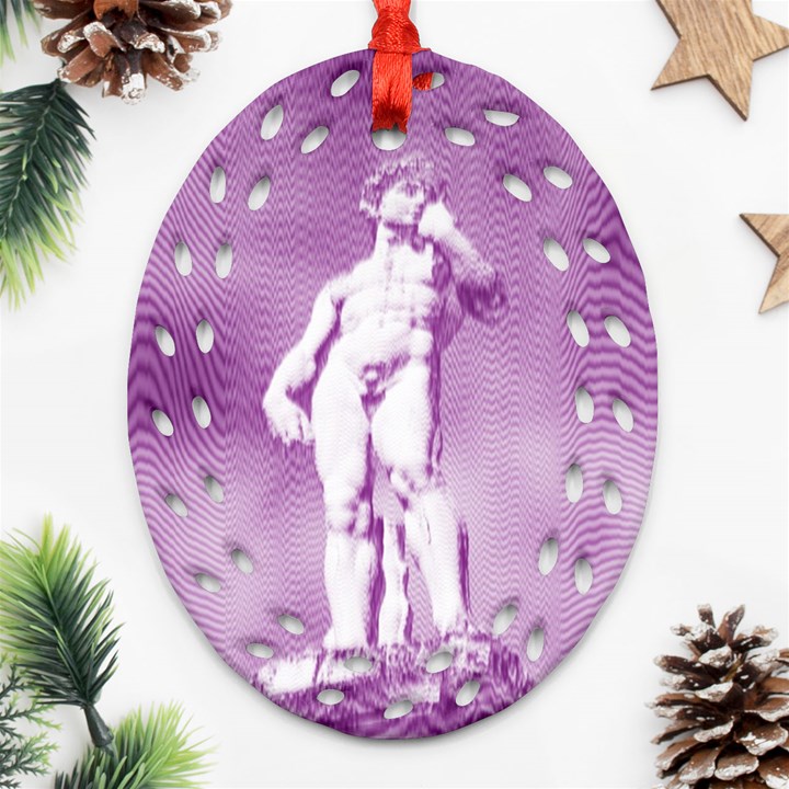 Modul Statue Greek Athlete Vaporwave Ornament (Oval Filigree)