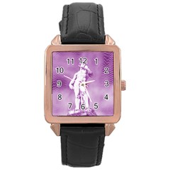 Modul Statue Greek Athlete Vaporwave Rose Gold Leather Watch  by GrenarLab