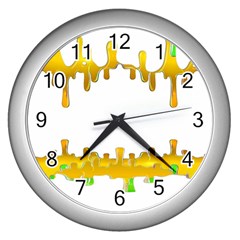 Dripping Paint In Wonderful Colors Wall Clock (silver) by pepitasart