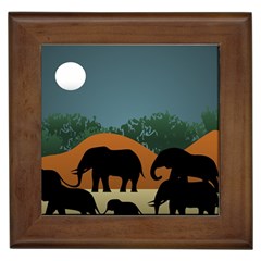 Elephant Family Illustration Framed Tile by dflcprintsclothing