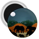 Elephant Family Illustration 3  Magnets Front