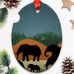 Elephant Family Illustration Ornament (oval) by dflcprintsclothing