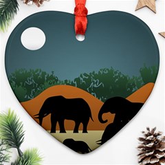 Elephant Family Illustration Ornament (heart) by dflcprintsclothing