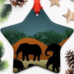 Elephant Family Illustration Ornament (star) by dflcprintsclothing