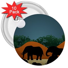 Elephant Family Illustration 3  Buttons (10 Pack)  by dflcprintsclothing