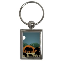 Elephant Family Illustration Key Chain (rectangle) by dflcprintsclothing