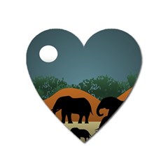 Elephant Family Illustration Heart Magnet by dflcprintsclothing