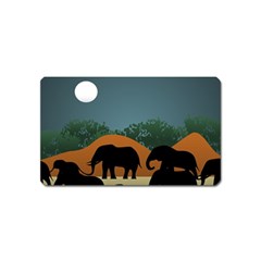 Elephant Family Illustration Magnet (name Card) by dflcprintsclothing